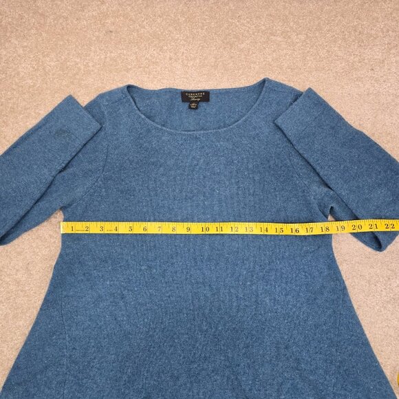 Charter Club Luxury 100% Cashmere Tunic Sweater Sz Medium Assymetrical Cut Blue - Picture 5 of 6